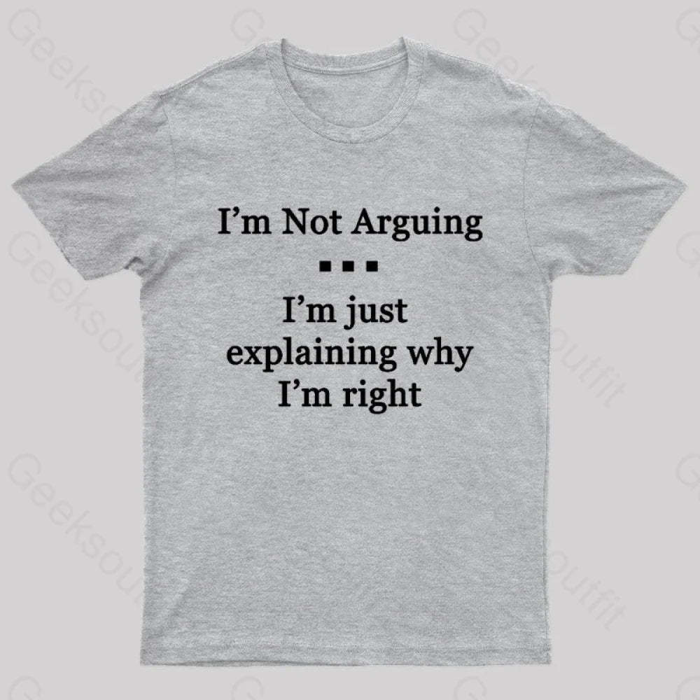 I’m Not Arguing Just Explaining Why Right Geek T-Shirt Grey / S