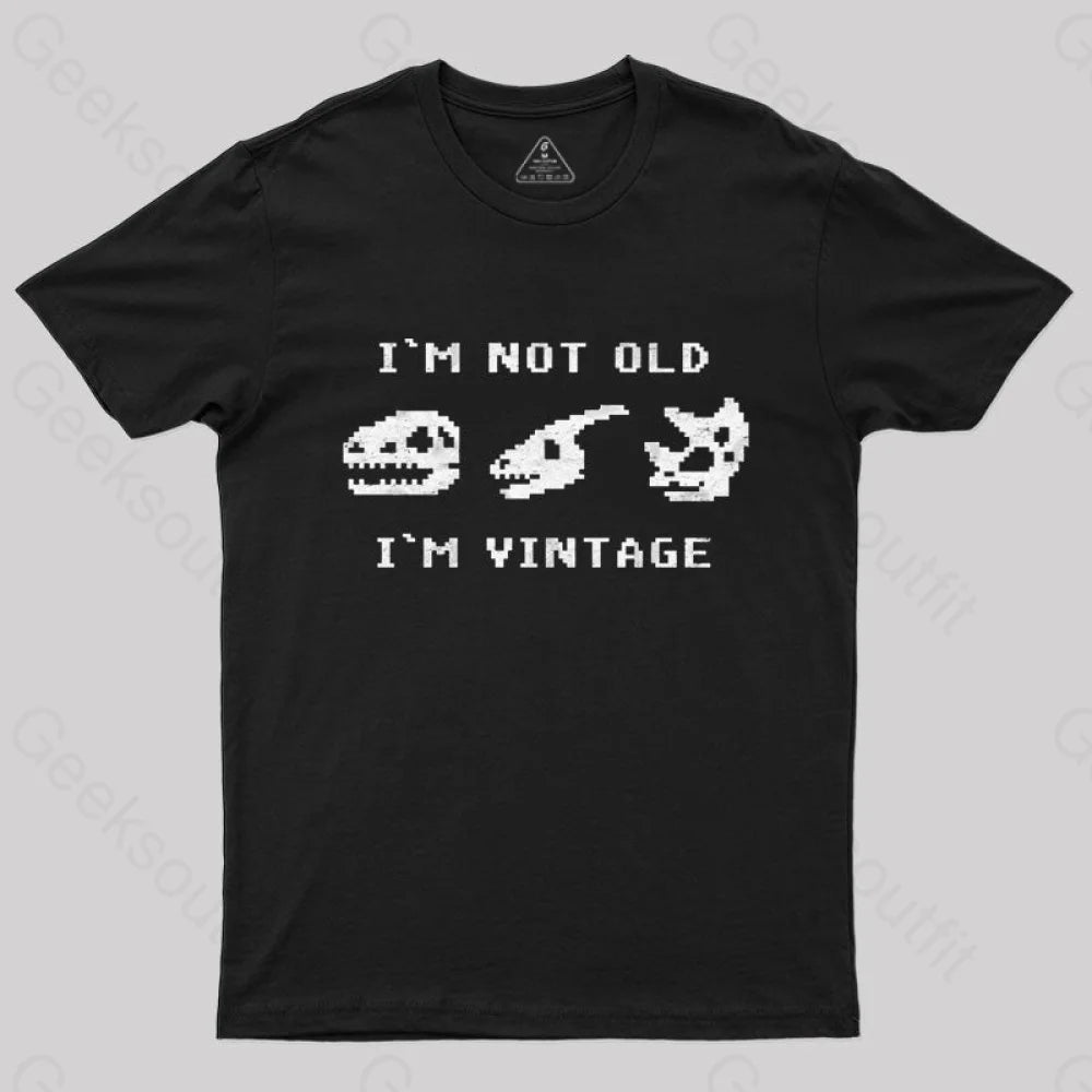 I’m Not Old Vintage - Funny Dinosaur Bones T-Shirt Black / S