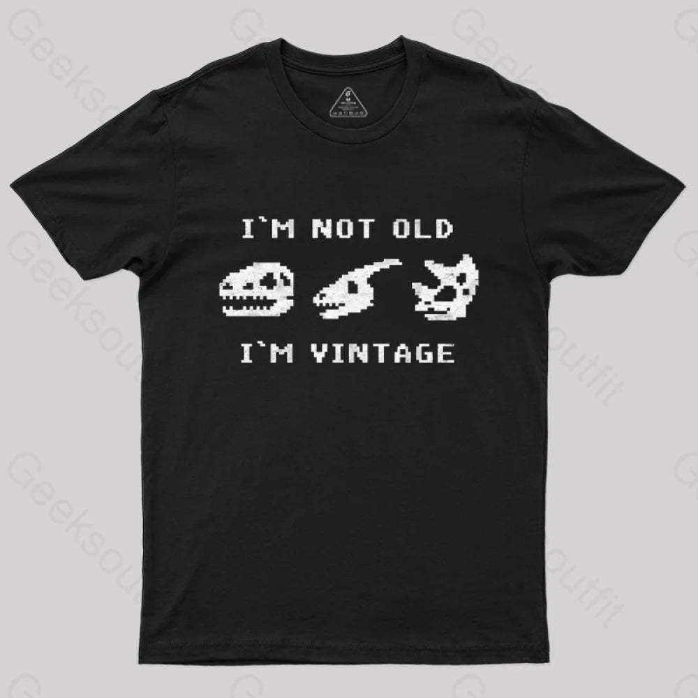 I’m Not Old Vintage - Funny Dinosaur Bones T-Shirt Black / S