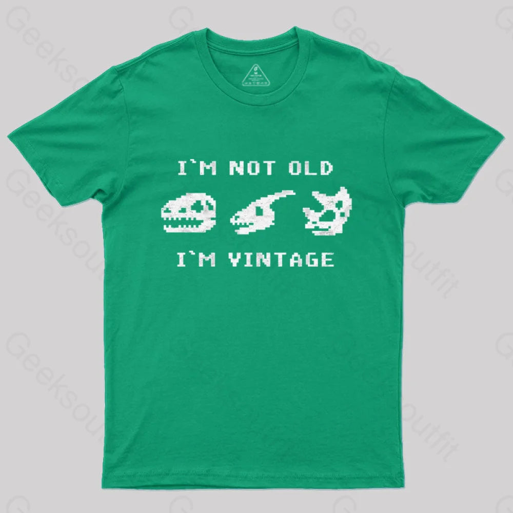 I’m Not Old Vintage - Funny Dinosaur Bones T-Shirt Green / S