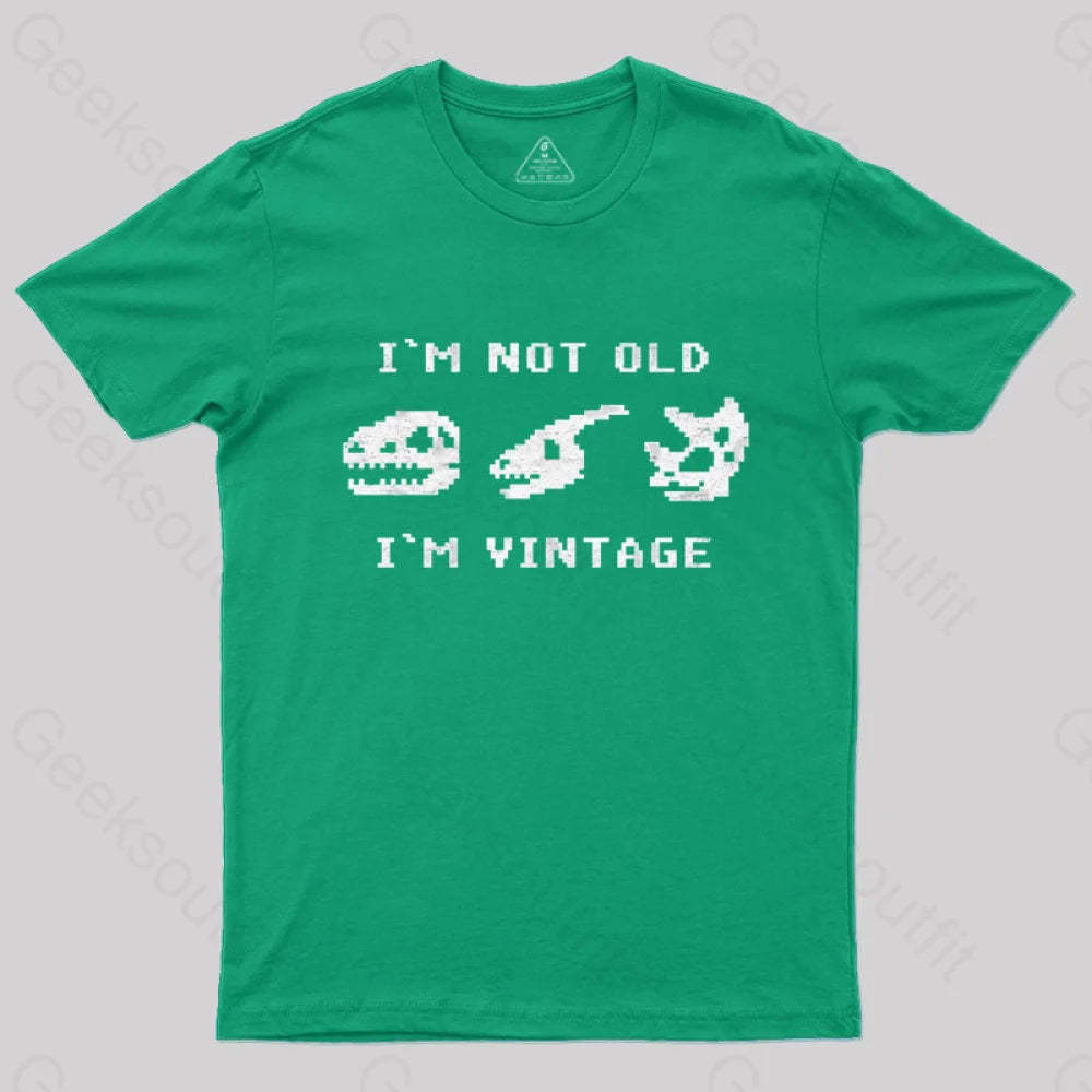 I’m Not Old Vintage - Funny Dinosaur Bones T-Shirt Green / S