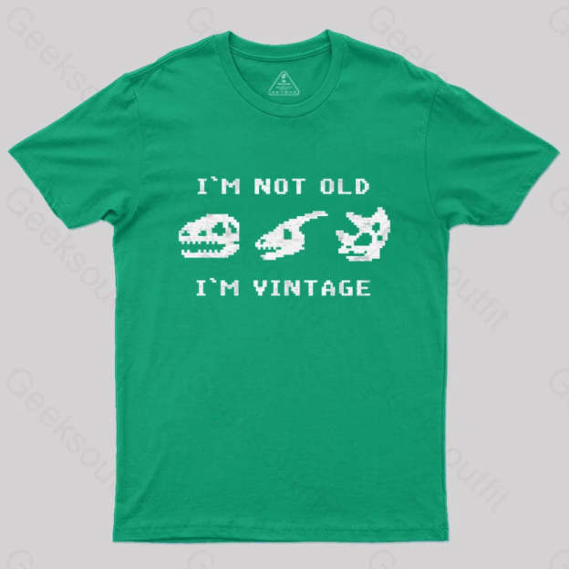 I’m Not Old Vintage - Funny Dinosaur Bones T-Shirt Green / S