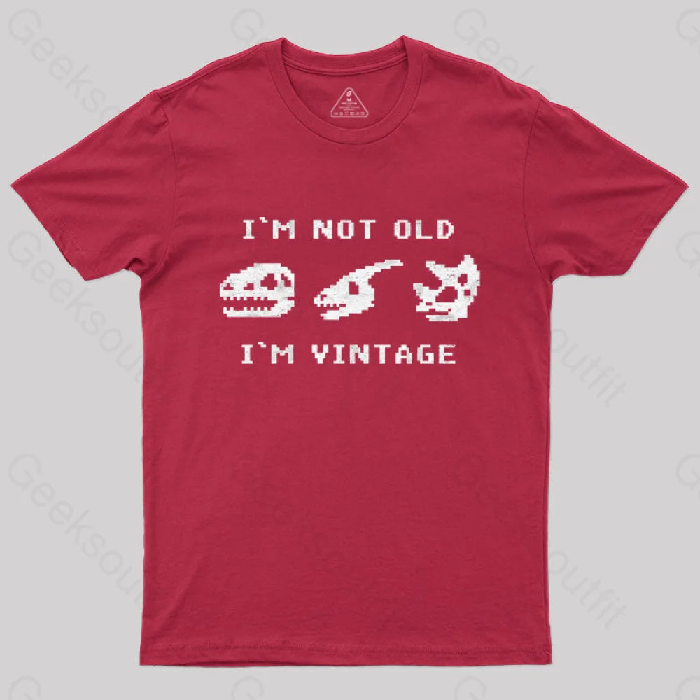 I’m Not Old Vintage - Funny Dinosaur Bones T-Shirt Red / S