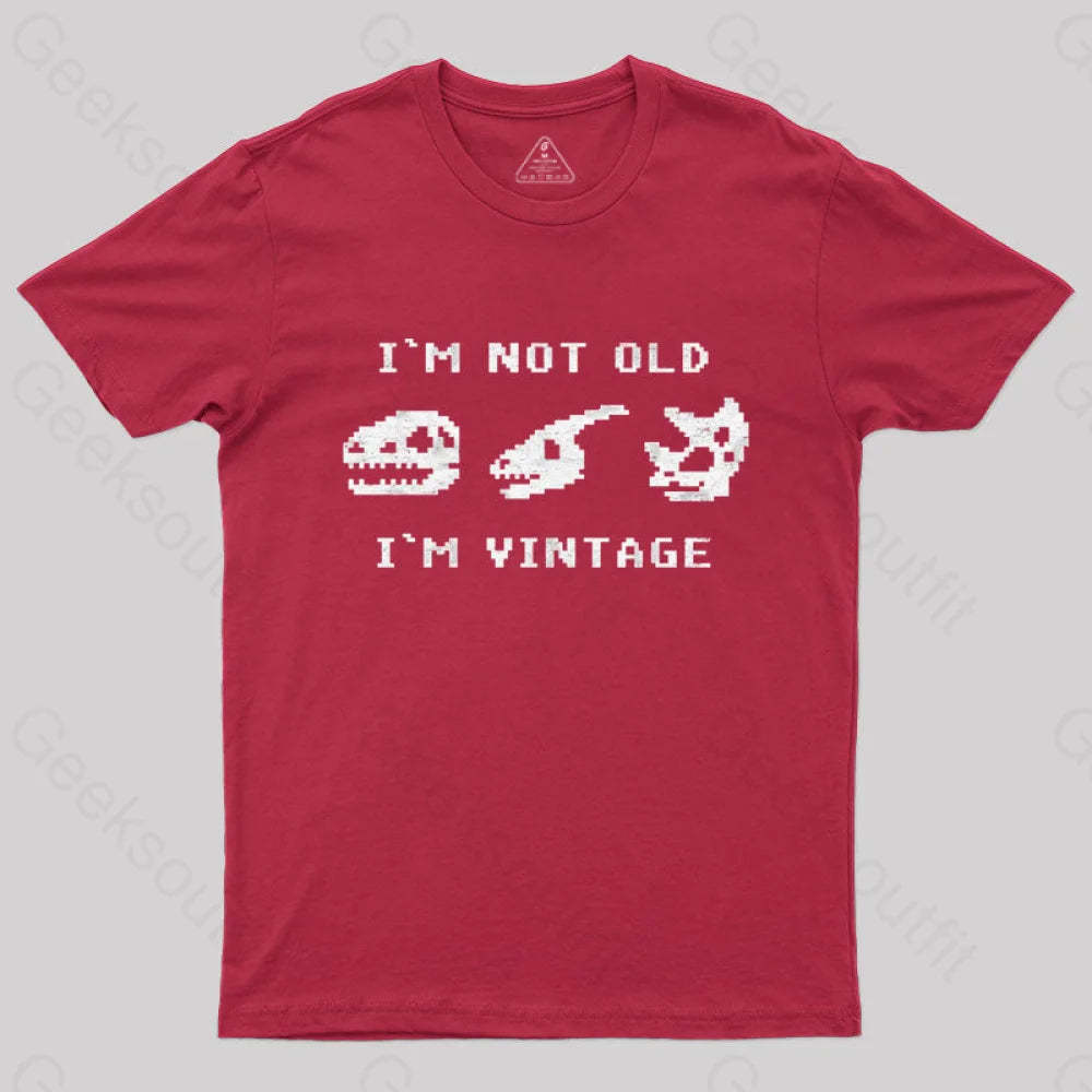 I’m Not Old Vintage - Funny Dinosaur Bones T-Shirt Red / S