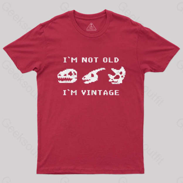 I’m Not Old Vintage - Funny Dinosaur Bones T-Shirt Red / S