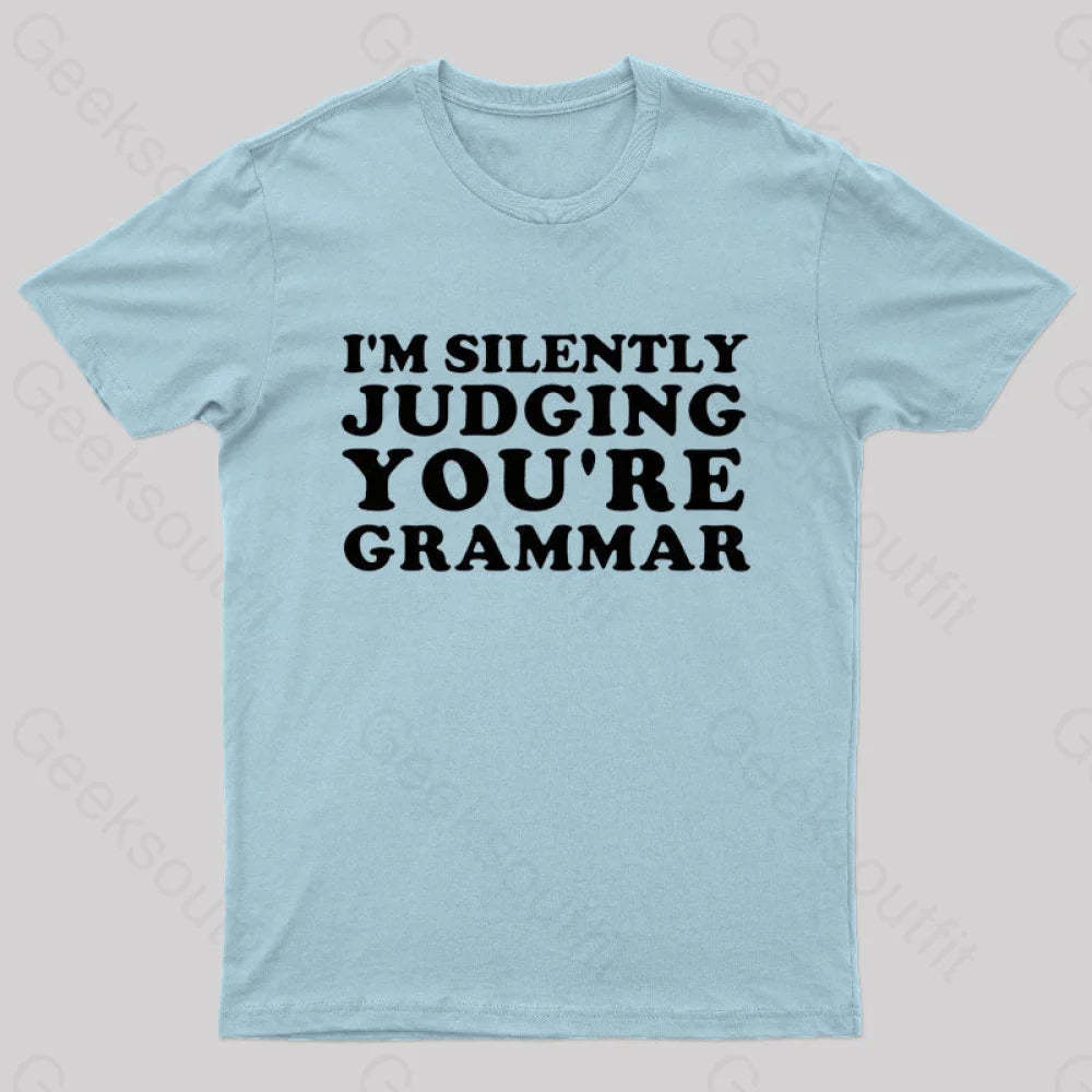 I’m Silently Judging You’re Grammar Nerd T-Shirt Light Blue / S