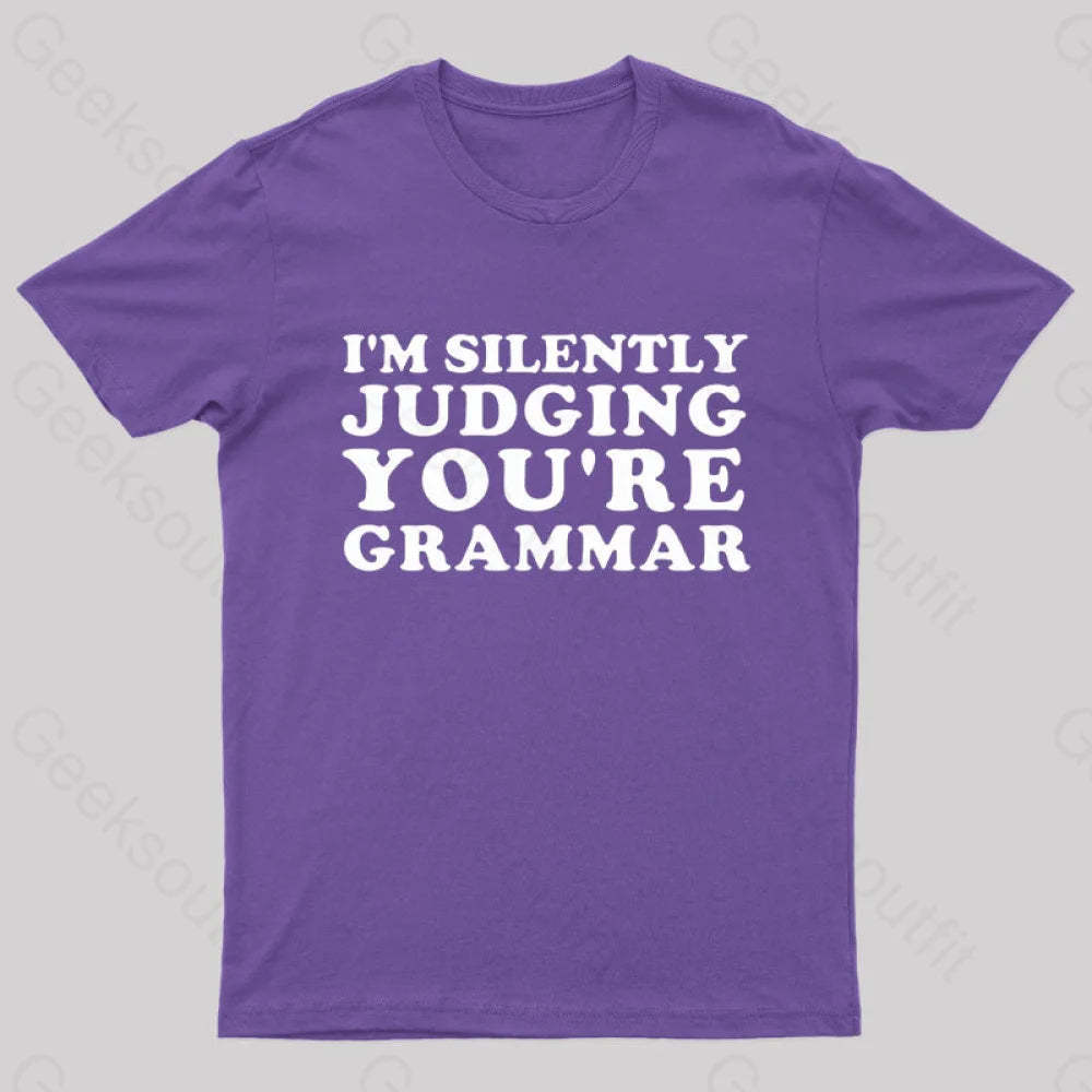 I’m Silently Judging You’re Grammar Nerd T-Shirt Purple / S