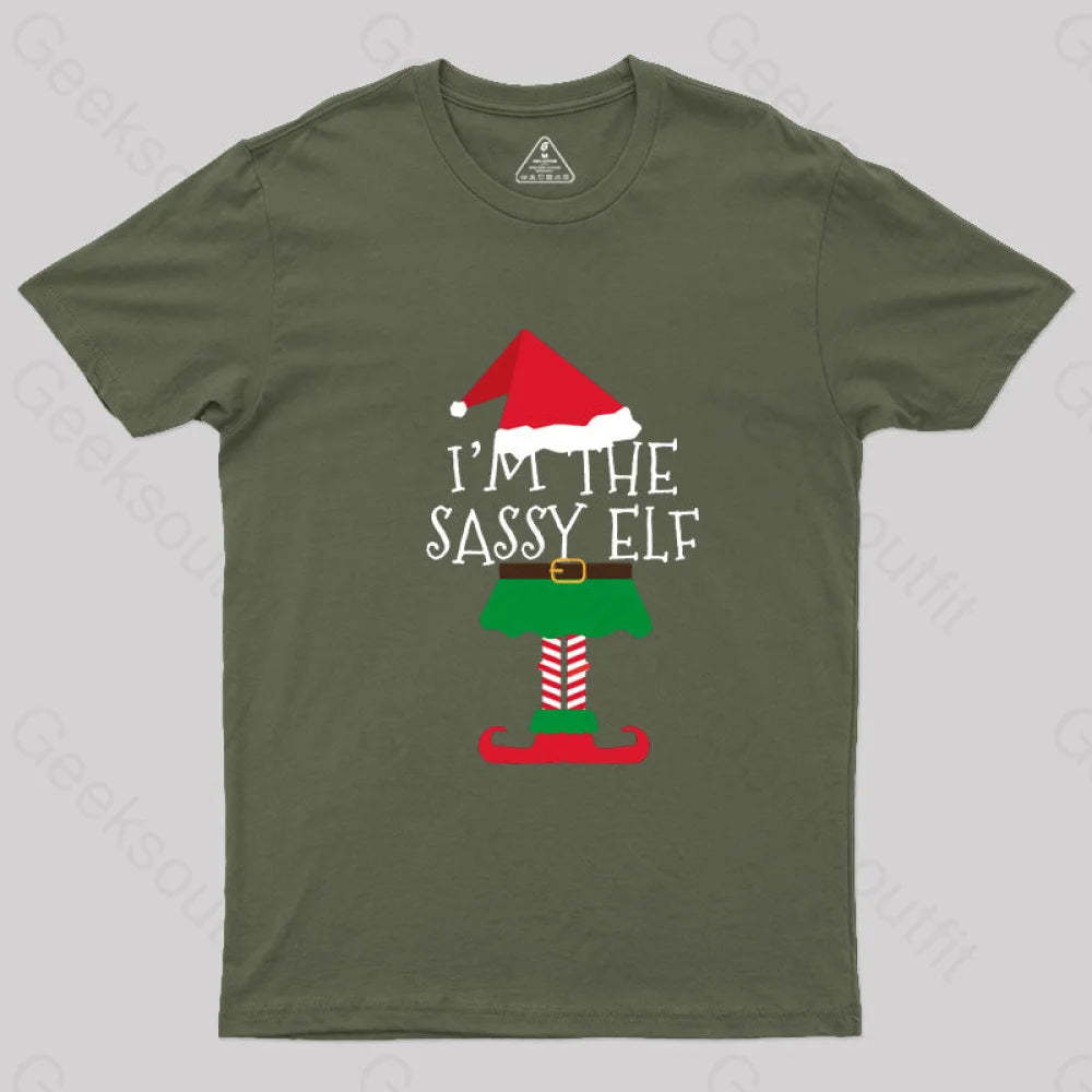 I’m The Sassy Elf T-Shirt Army Green / S