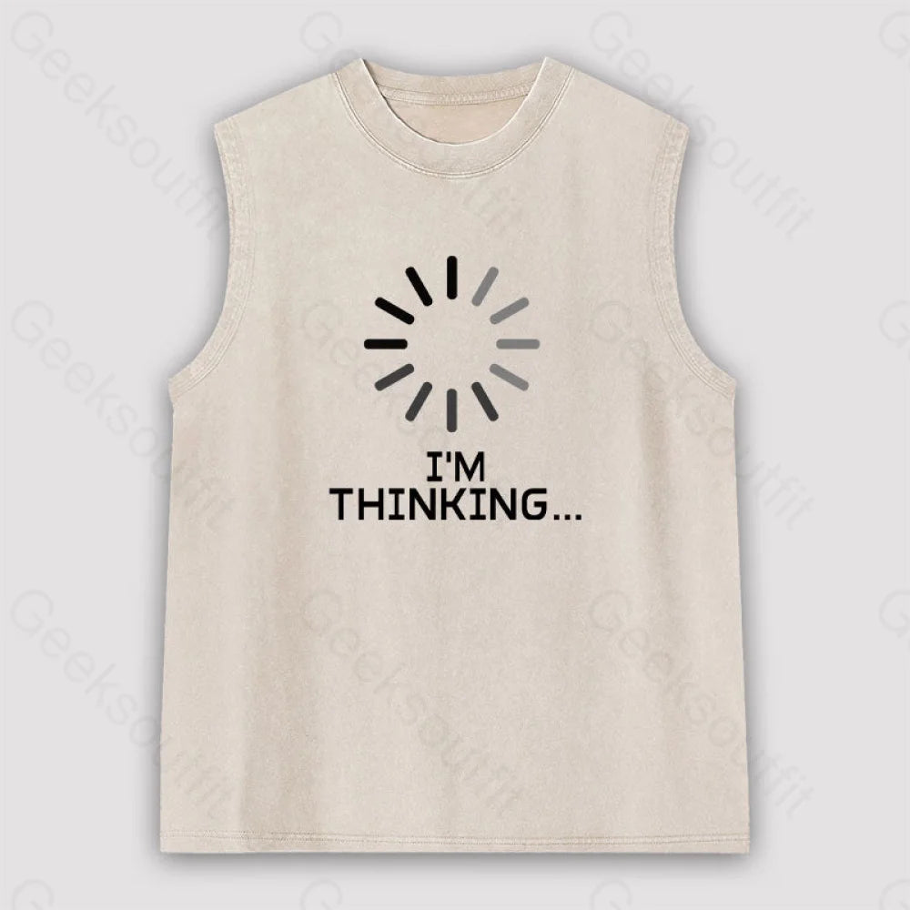 I’m Thinking Loading It Unisex Washed Tank Apricot / S