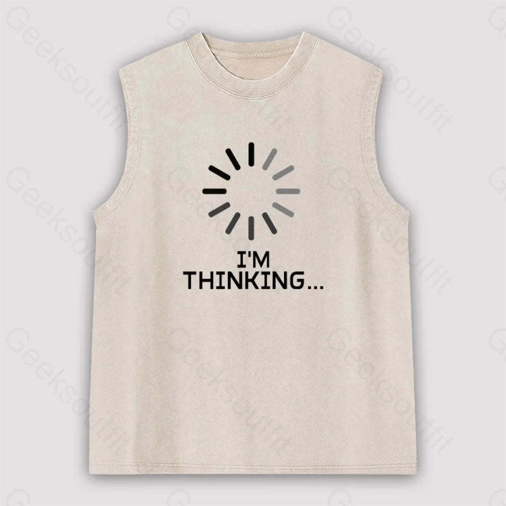 I’m Thinking Loading It Unisex Washed Tank Apricot / S