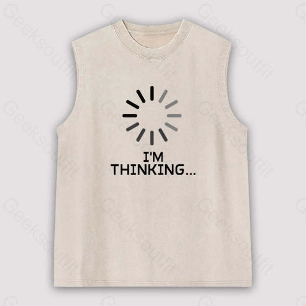 I’m Thinking Loading It Unisex Washed Tank Apricot / S
