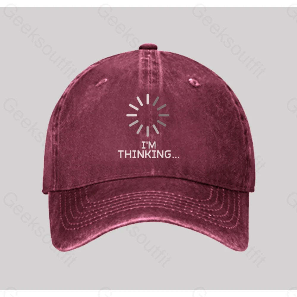 I¡¯m Thinking Loading Washed Vintage Baseball Cap Red