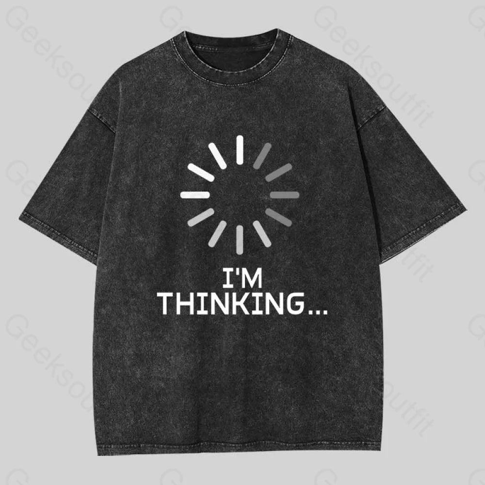 I?��m Thinking Loading Wheel Washed T-Shirt Black / S
