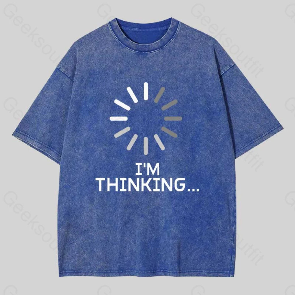 I?��m Thinking Loading Wheel Washed T-Shirt Blue / S