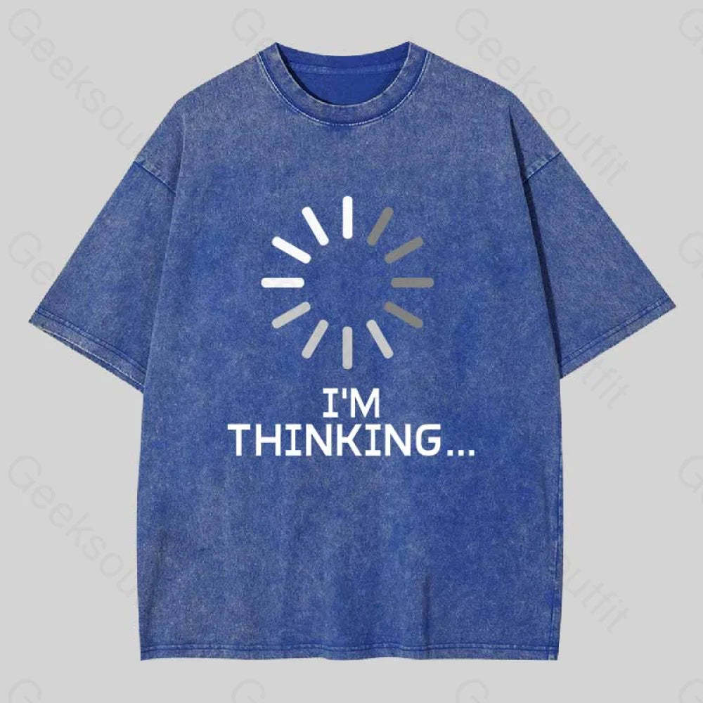I?��m Thinking Loading Wheel Washed T-Shirt Blue / S