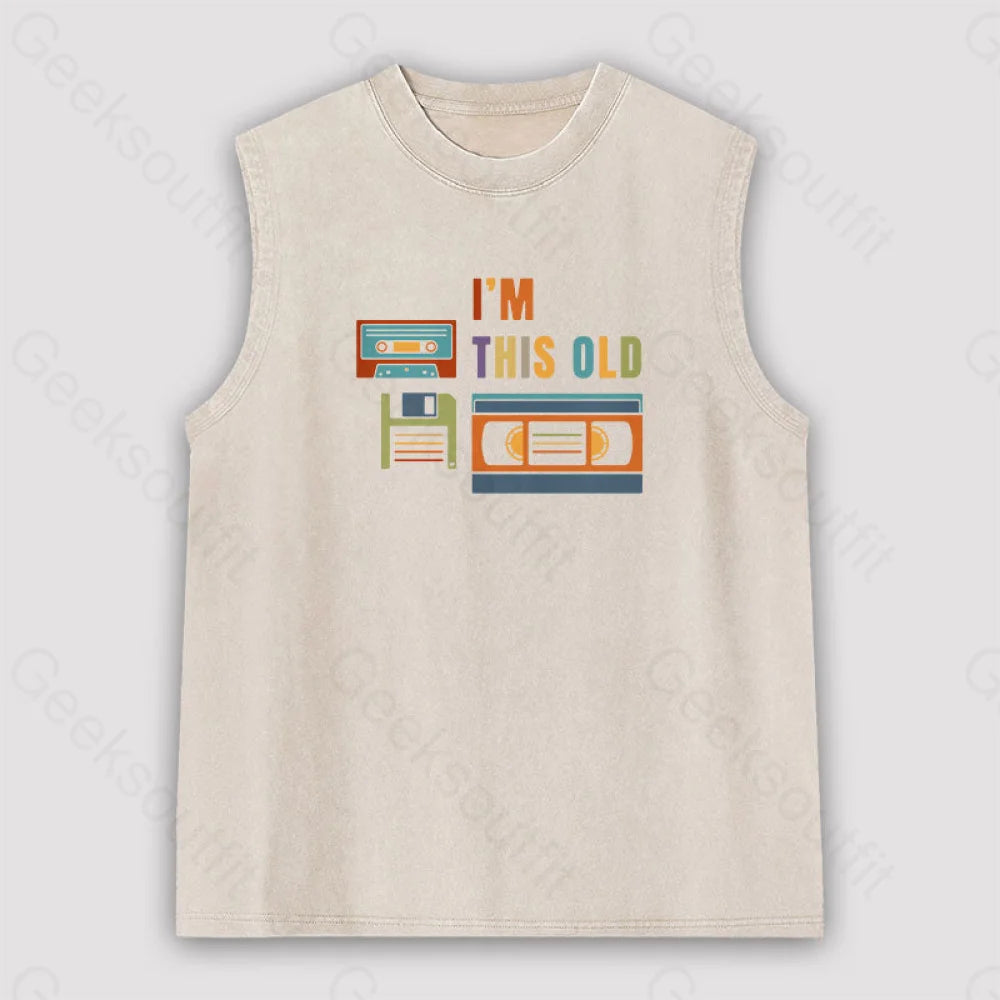 Im This Old Vintage Unisex Washed Tank Apricot / S