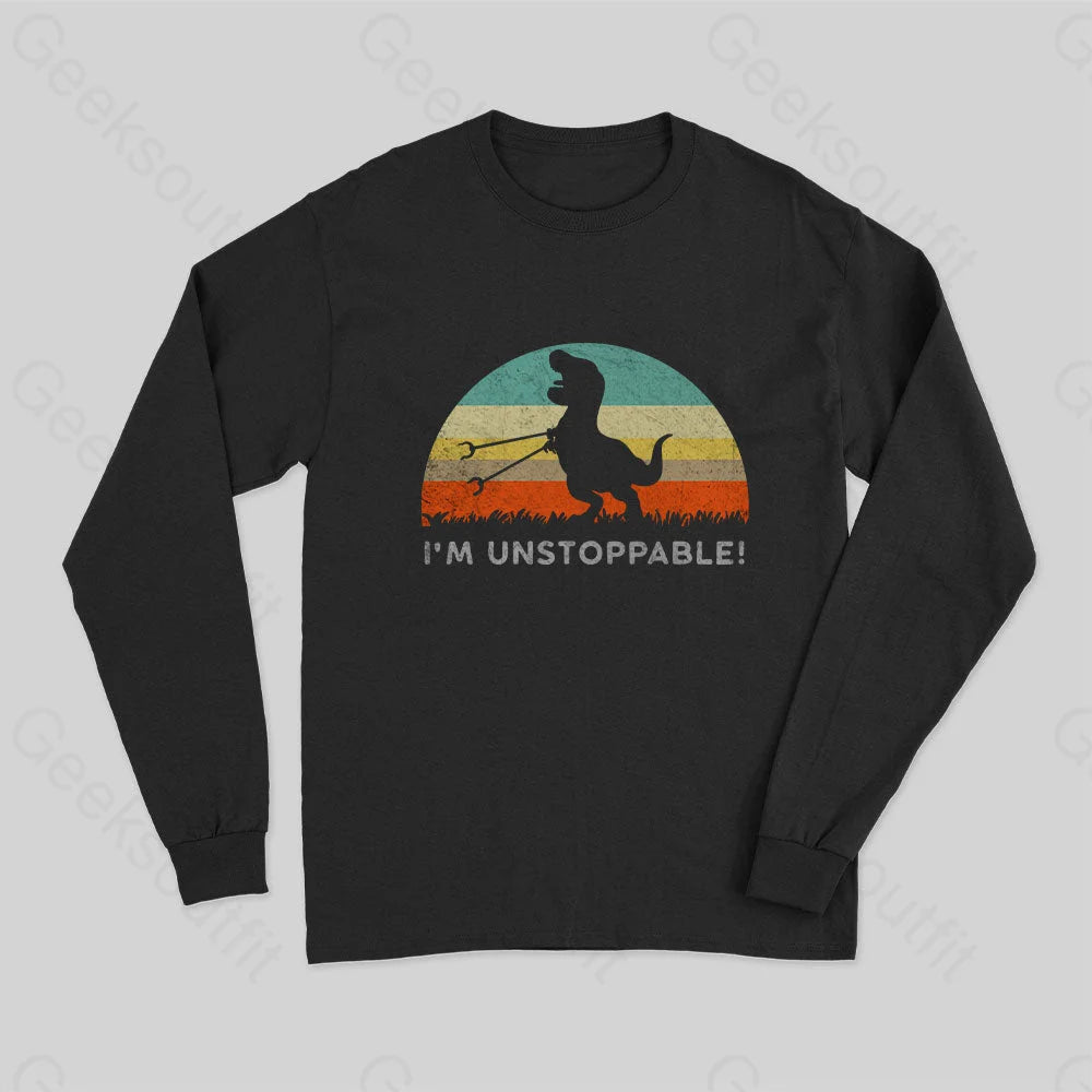 I?��m Unstoppable T-Rex Long Sleeve T-Shirt Black / S