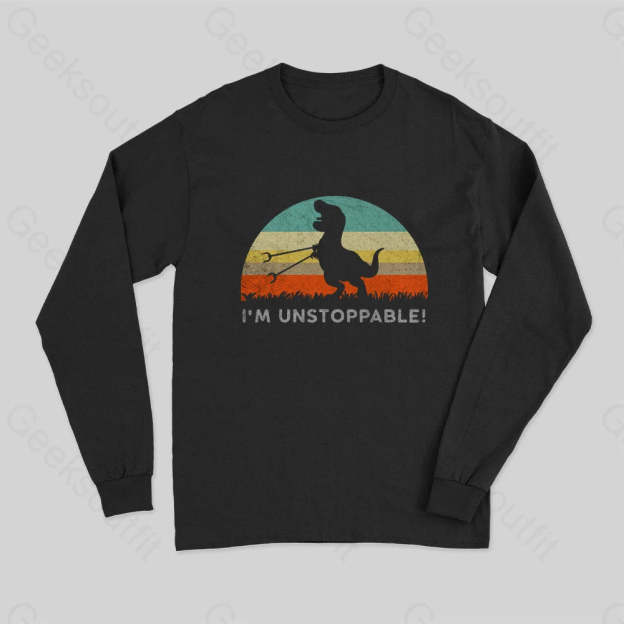 I?��m Unstoppable T-Rex Long Sleeve T-Shirt Black / S