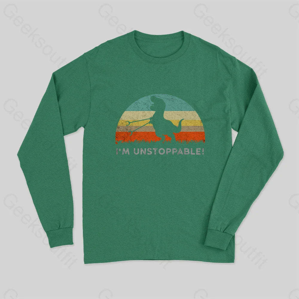 I?��m Unstoppable T-Rex Long Sleeve T-Shirt Green / S