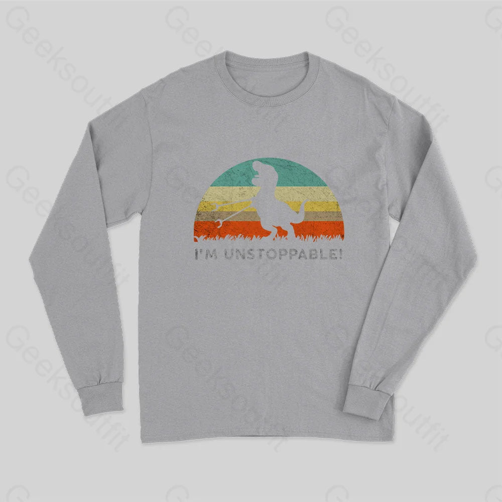 I?��m Unstoppable T-Rex Long Sleeve T-Shirt Grey / S
