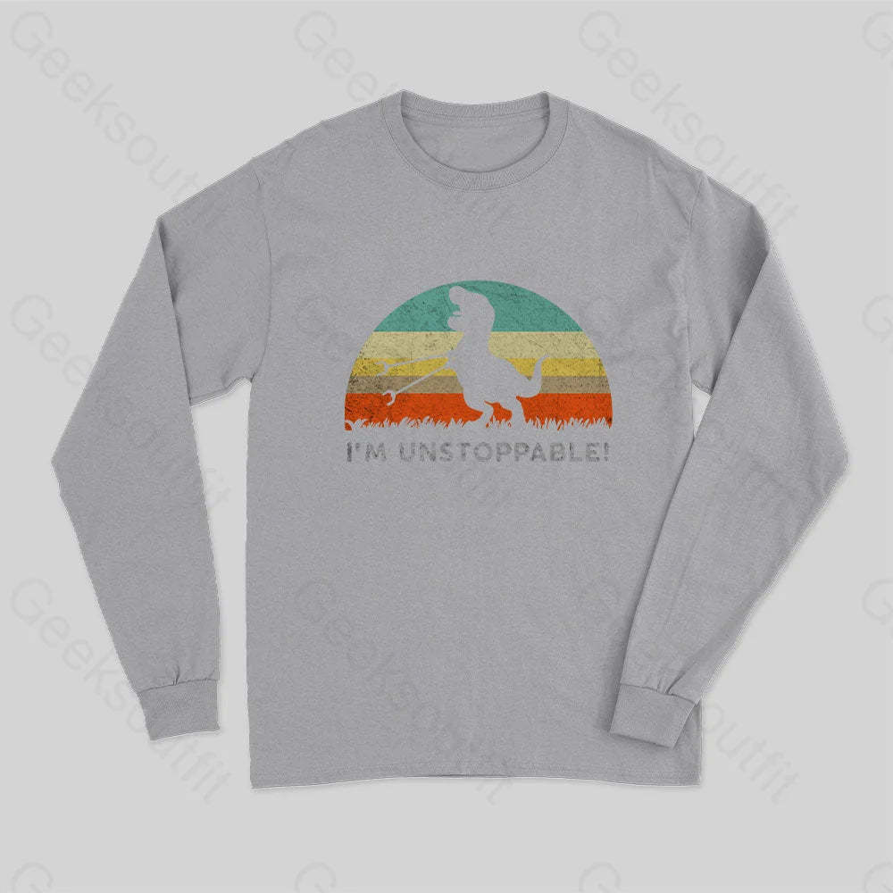 I?��m Unstoppable T-Rex Long Sleeve T-Shirt Grey / S