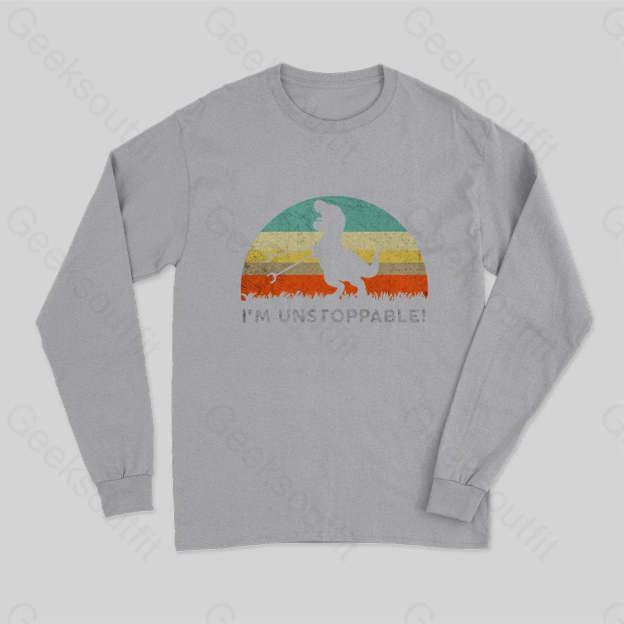 I?��m Unstoppable T-Rex Long Sleeve T-Shirt Grey / S