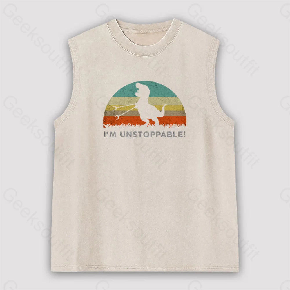 I’m Unstoppable T-Rex Unisex Washed Tank Apricot / S