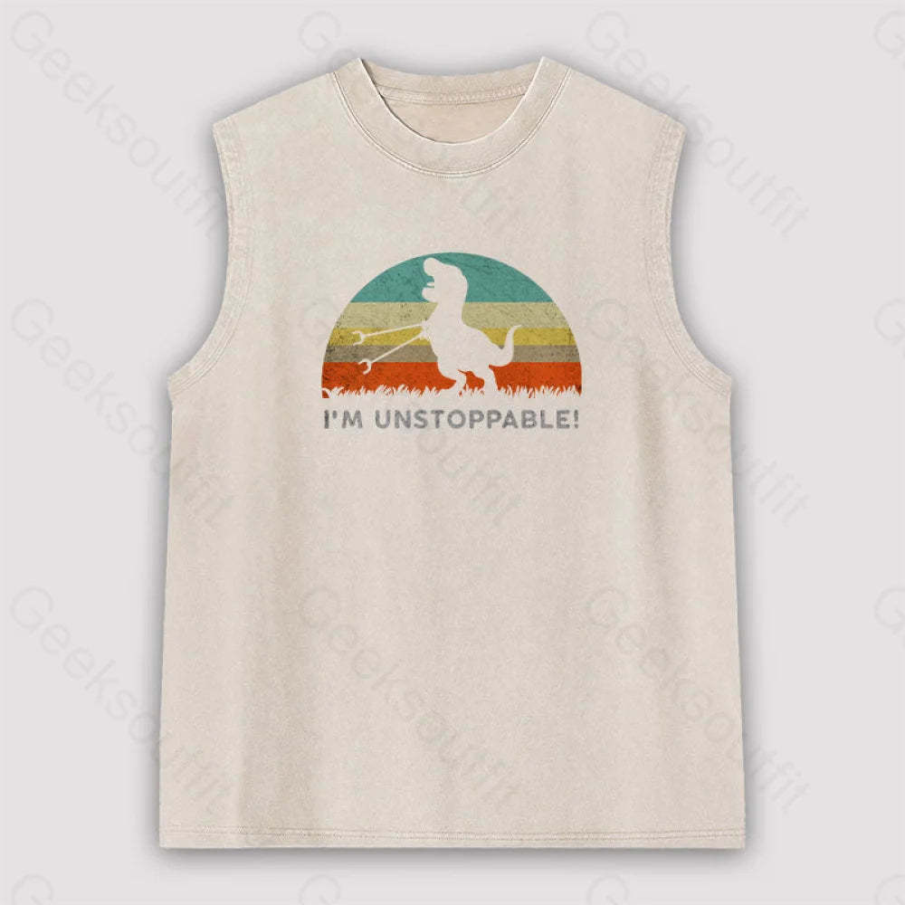 I’m Unstoppable T-Rex Unisex Washed Tank Apricot / S
