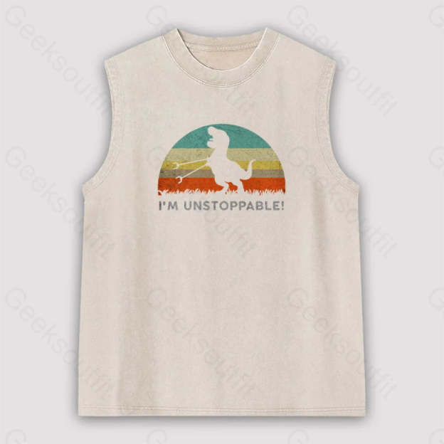 I’m Unstoppable T-Rex Unisex Washed Tank Apricot / S
