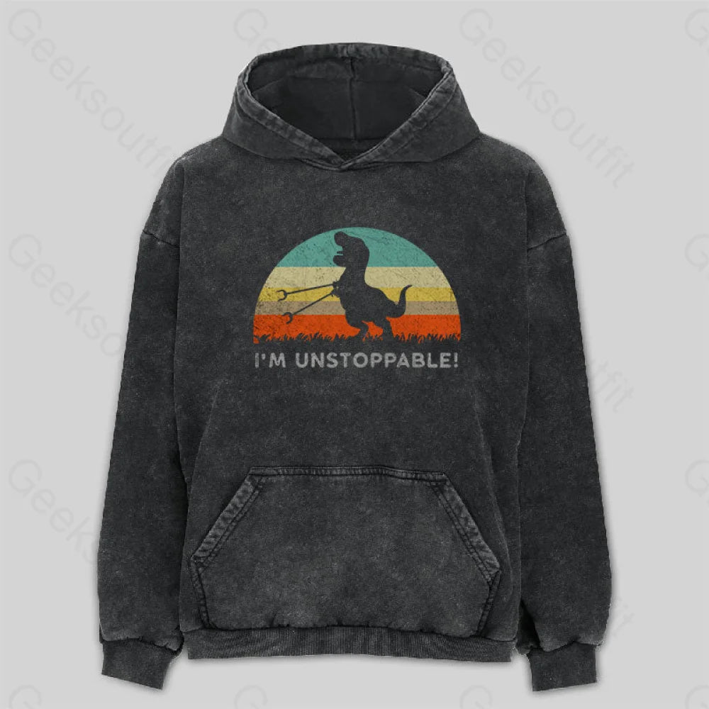 I¡¯m Unstoppable T-Rex Washed Hoodie M