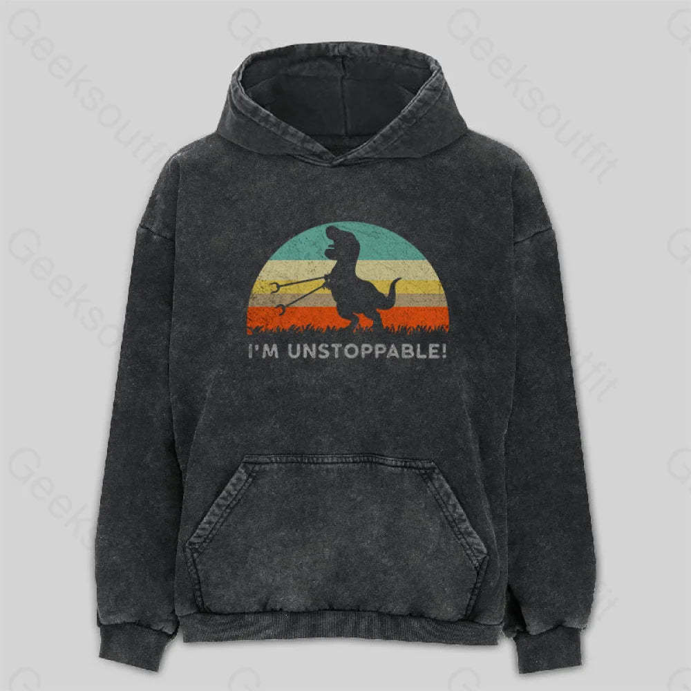 I¡¯m Unstoppable T-Rex Washed Hoodie M