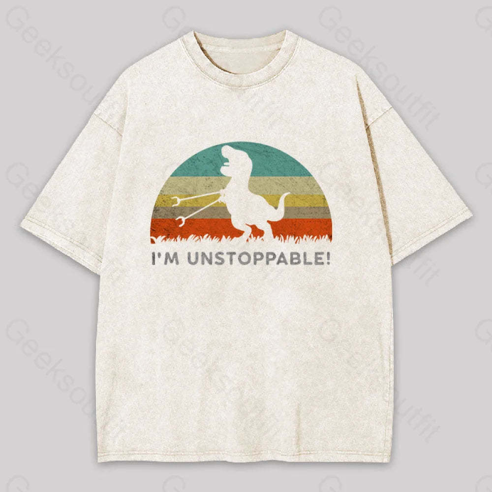 I?��m Unstoppable T-Rex Washed T-Shirt Apricot / S