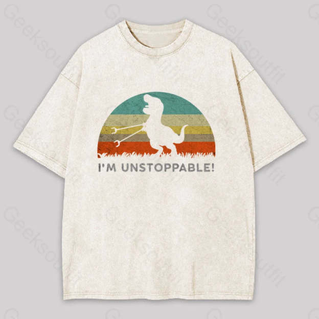 I?��m Unstoppable T-Rex Washed T-Shirt Apricot / S