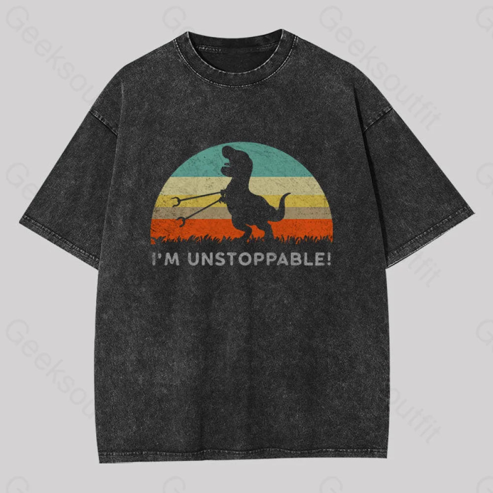 I?��m Unstoppable T-Rex Washed T-Shirt Black / S