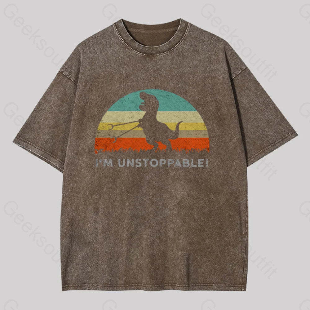 I?��m Unstoppable T-Rex Washed T-Shirt Coffee / S
