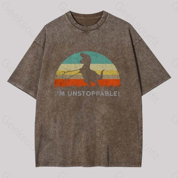 I?��m Unstoppable T-Rex Washed T-Shirt Coffee / S