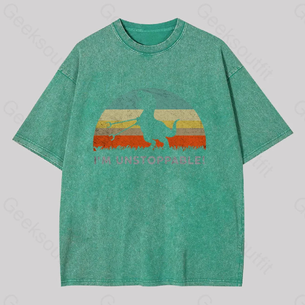I?��m Unstoppable T-Rex Washed T-Shirt Grass Green / S