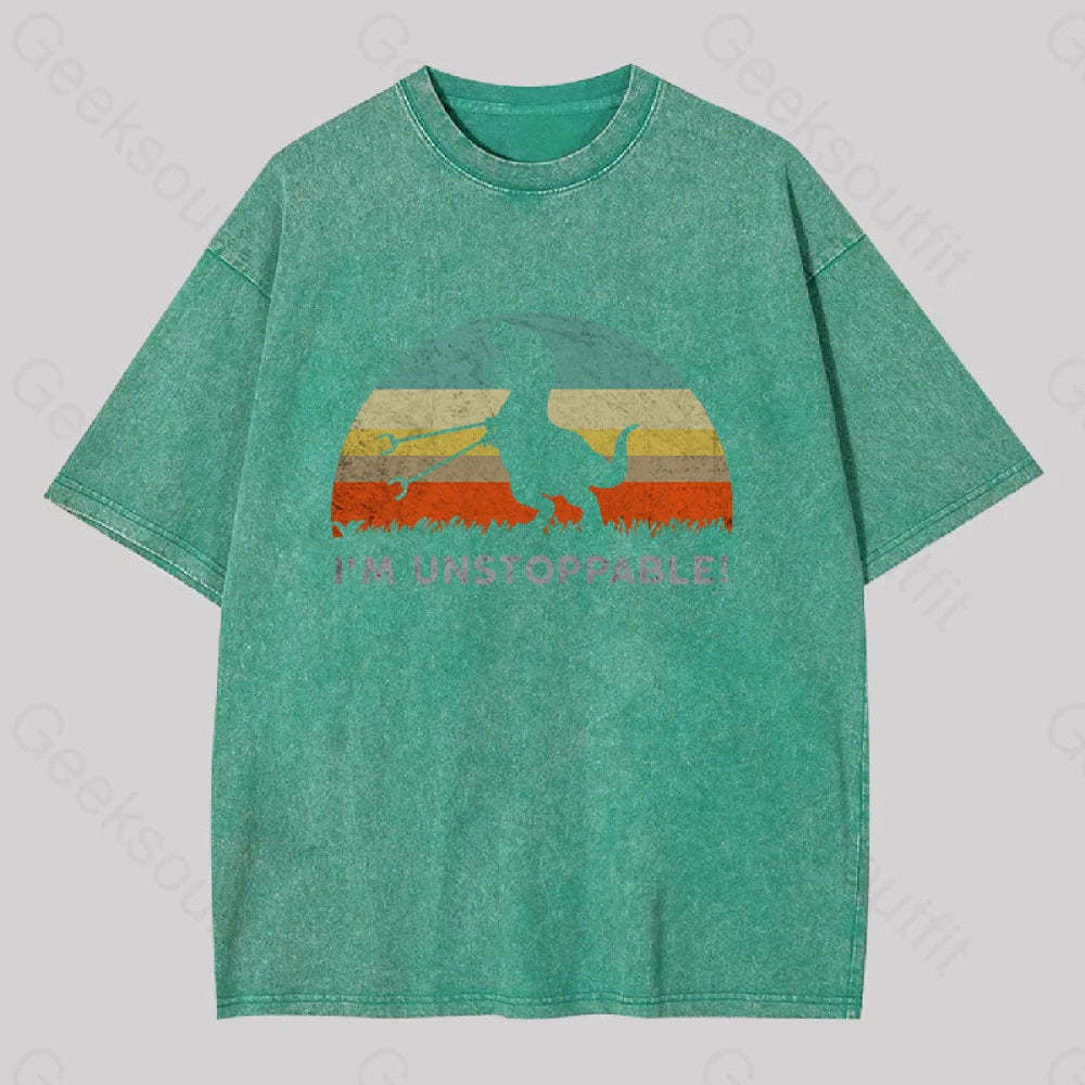 I?��m Unstoppable T-Rex Washed T-Shirt Grass Green / S