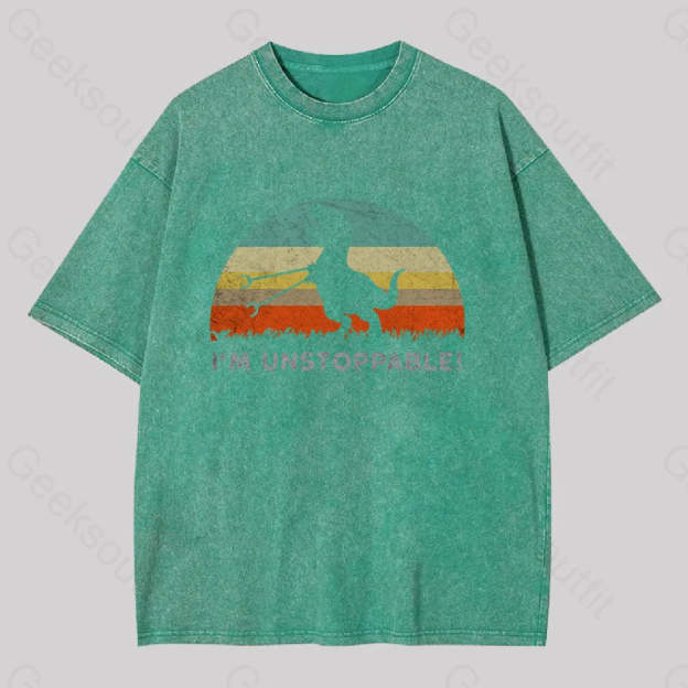 I?��m Unstoppable T-Rex Washed T-Shirt Grass Green / S