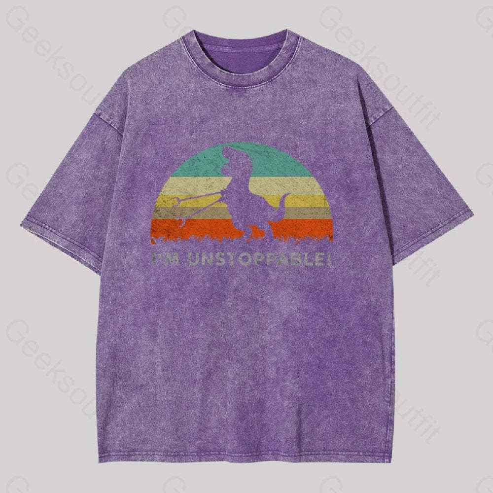 I?��m Unstoppable T-Rex Washed T-Shirt Purple / S