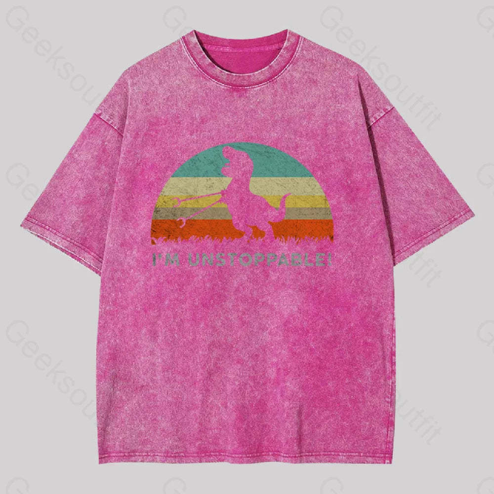 I?��m Unstoppable T-Rex Washed T-Shirt Rose Red / S