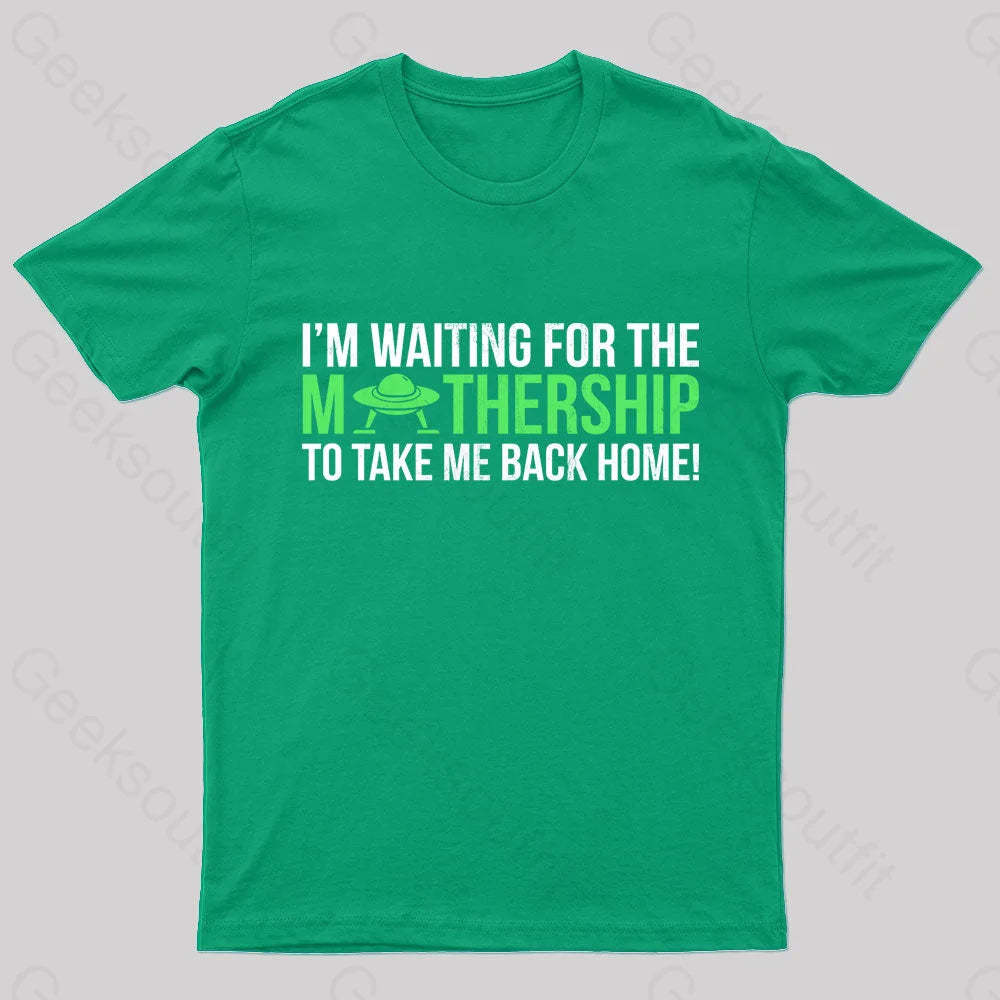 I’m Waiting For The Mothership Nerd T-Shirt Green / S
