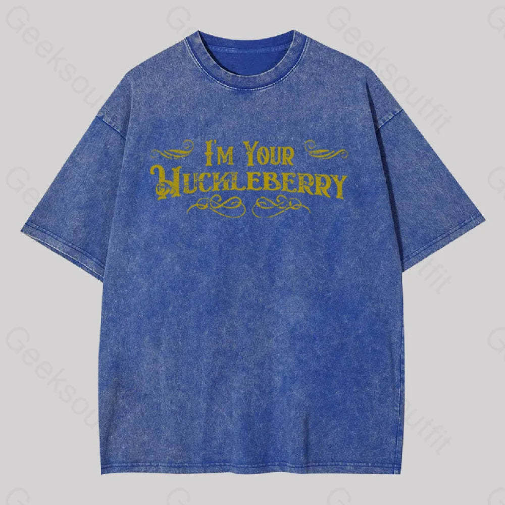 I?��m Your Huckleberry Geek Washed T-Shirt Blue / S