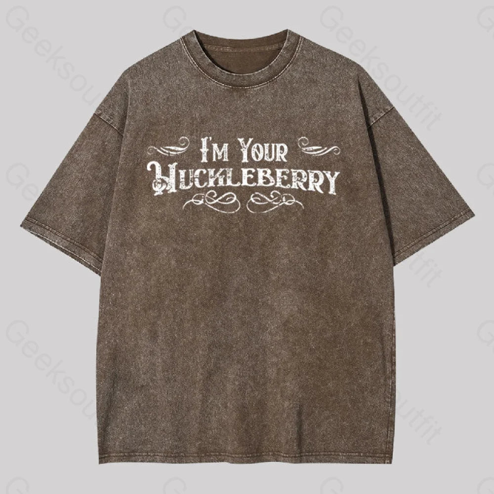 I?��m Your Huckleberry Geek Washed T-Shirt Coffee / S