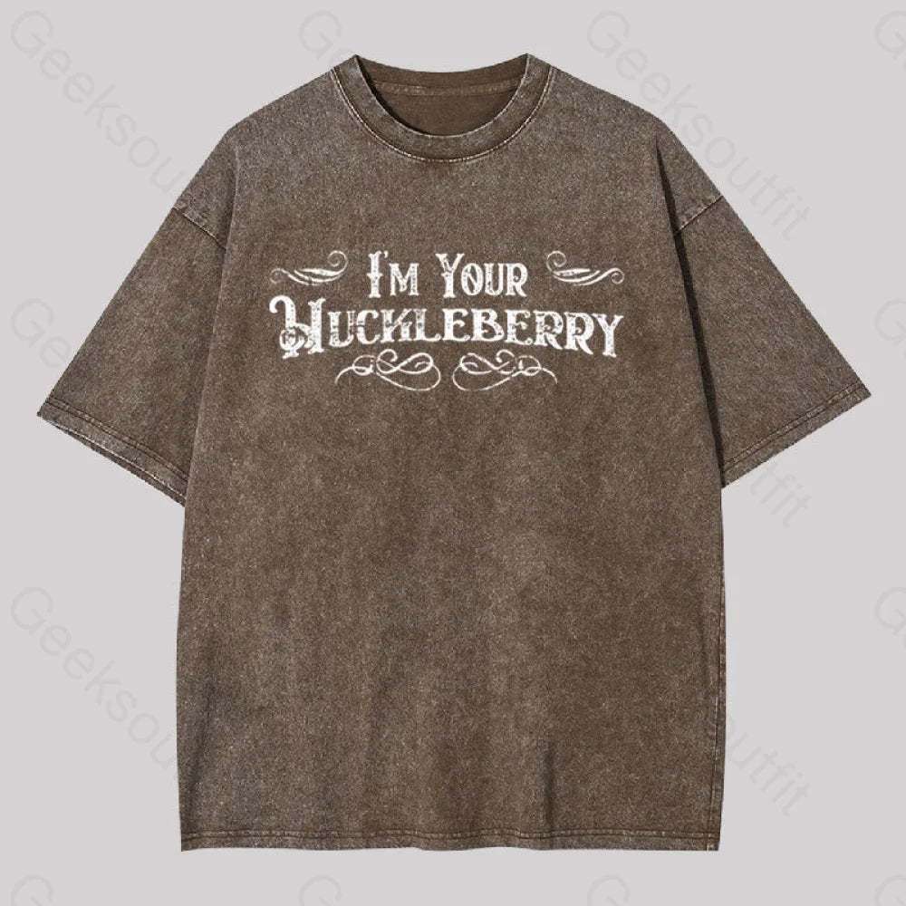 I?��m Your Huckleberry Geek Washed T-Shirt Coffee / S