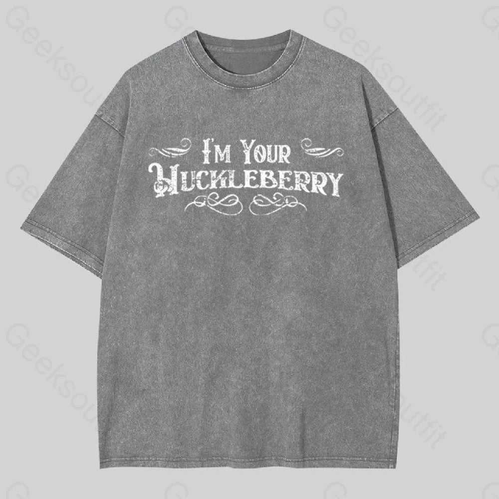 I?��m Your Huckleberry Geek Washed T-Shirt Grey / S