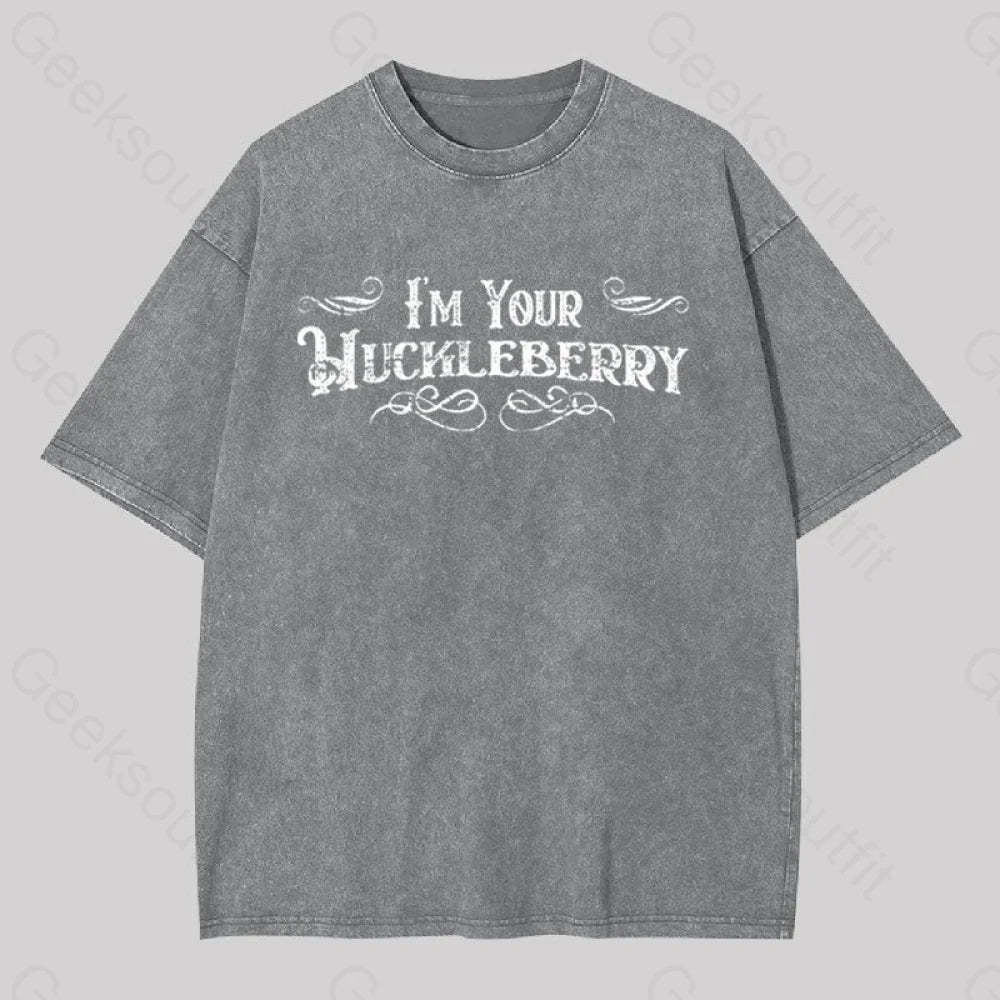 I?��m Your Huckleberry Geek Washed T-Shirt Grey / S