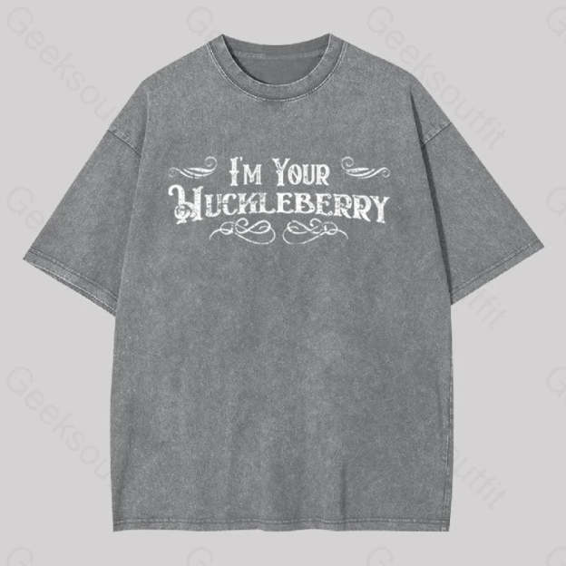 I?��m Your Huckleberry Geek Washed T-Shirt Grey / S