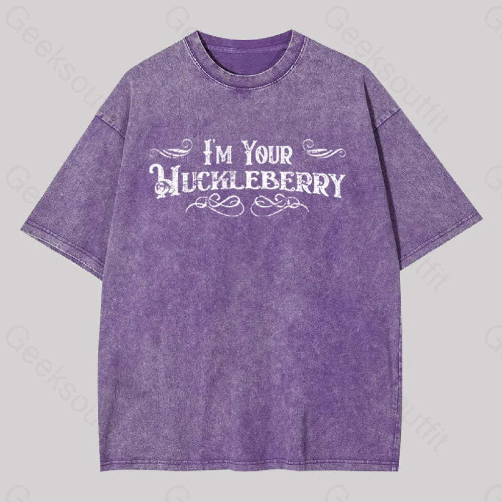 I?��m Your Huckleberry Geek Washed T-Shirt Purple / S