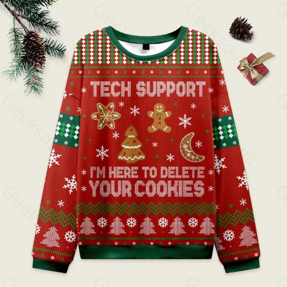 Tech Support Computer Programmer Red Ugly Christmas Sweatshirts Clearance